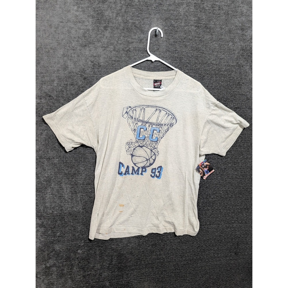 Vintage 93 Basketball Camp T Shirt XL Gray Fruit of the Loom BEST Single Stitch